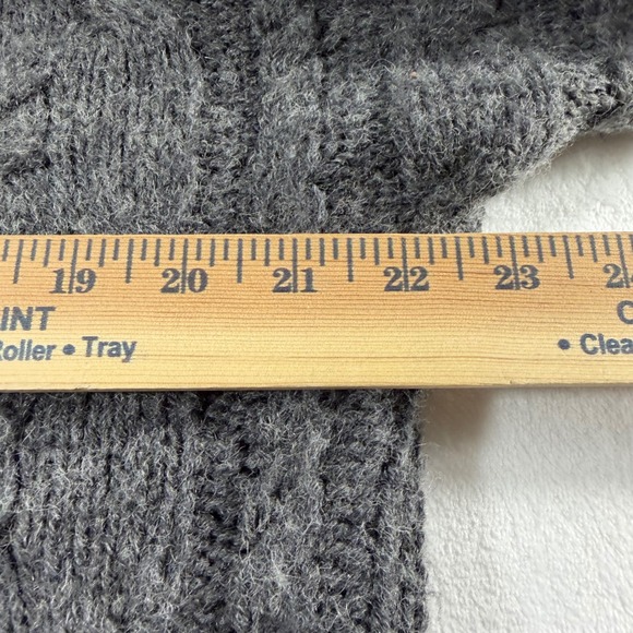 Talbots Cable Knit Cardigan Womens Medium Gray Alpaca Wool Zip Sweater EUC - Picture 6 of 9